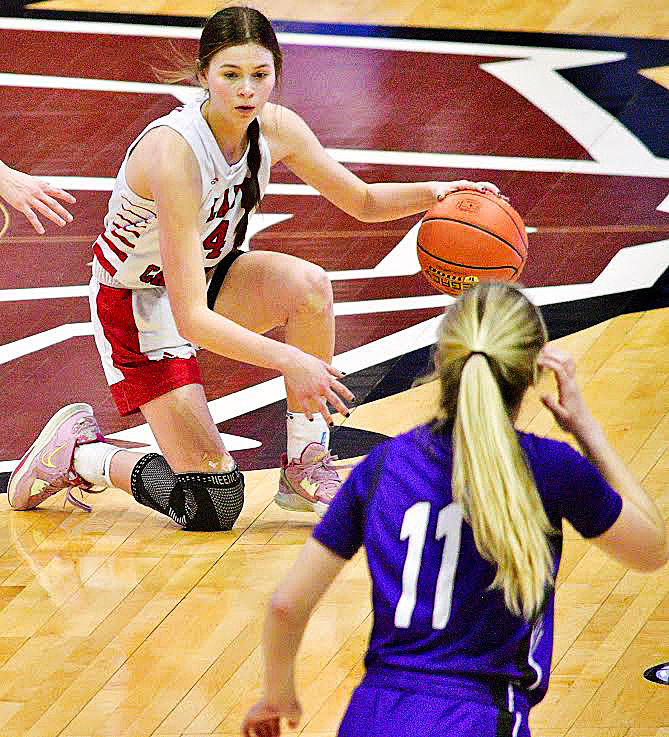 CHADWICK'S KERRIGAN GUERIN maintains her dribble while going to a knee.