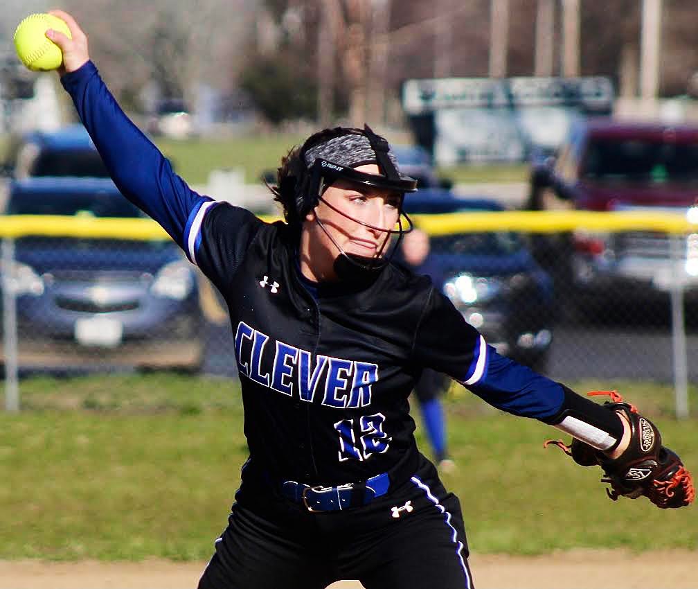 CLEVER'S SYDNEE THRASHER winds up during her winning outing.