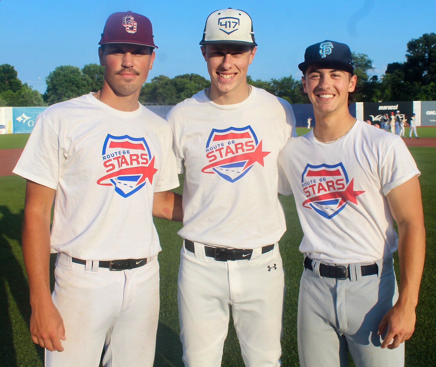 OZARK GRADS BRODY BAUMANN AND HOLDEN SABOR AND NIXA GRAD SAM RUSSO are playing for the Route 66 Stars in the Show-Me Collegiate League this summer.