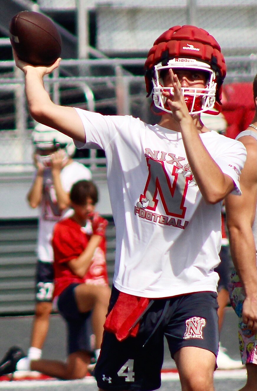 NIXA'S NATE UBER fires a pass downfield.