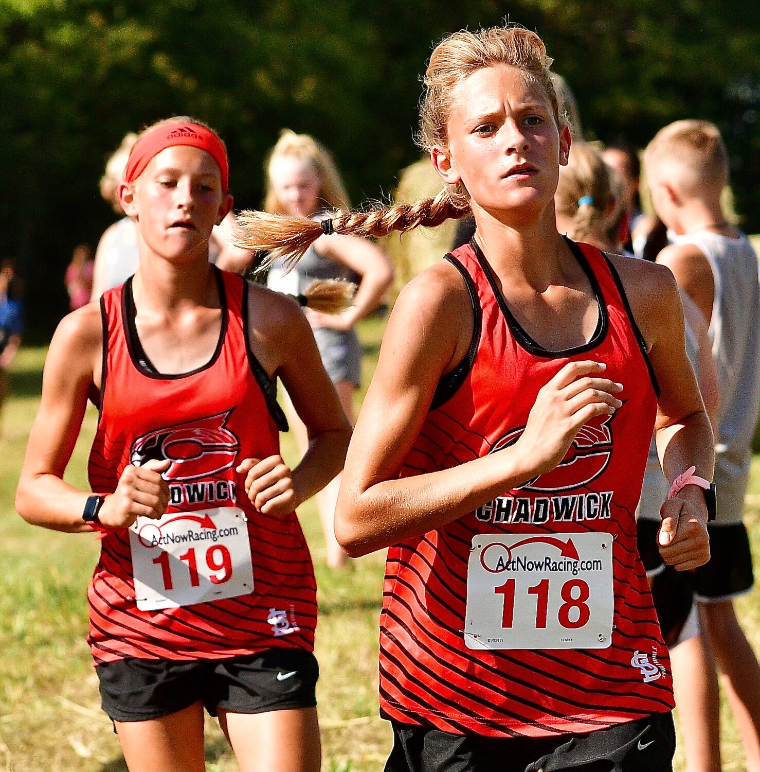 CHADWICK'S EMILY LANDRY AND MACY LANDRY race to top-five finishes at the Hollister Invite on Thursday.