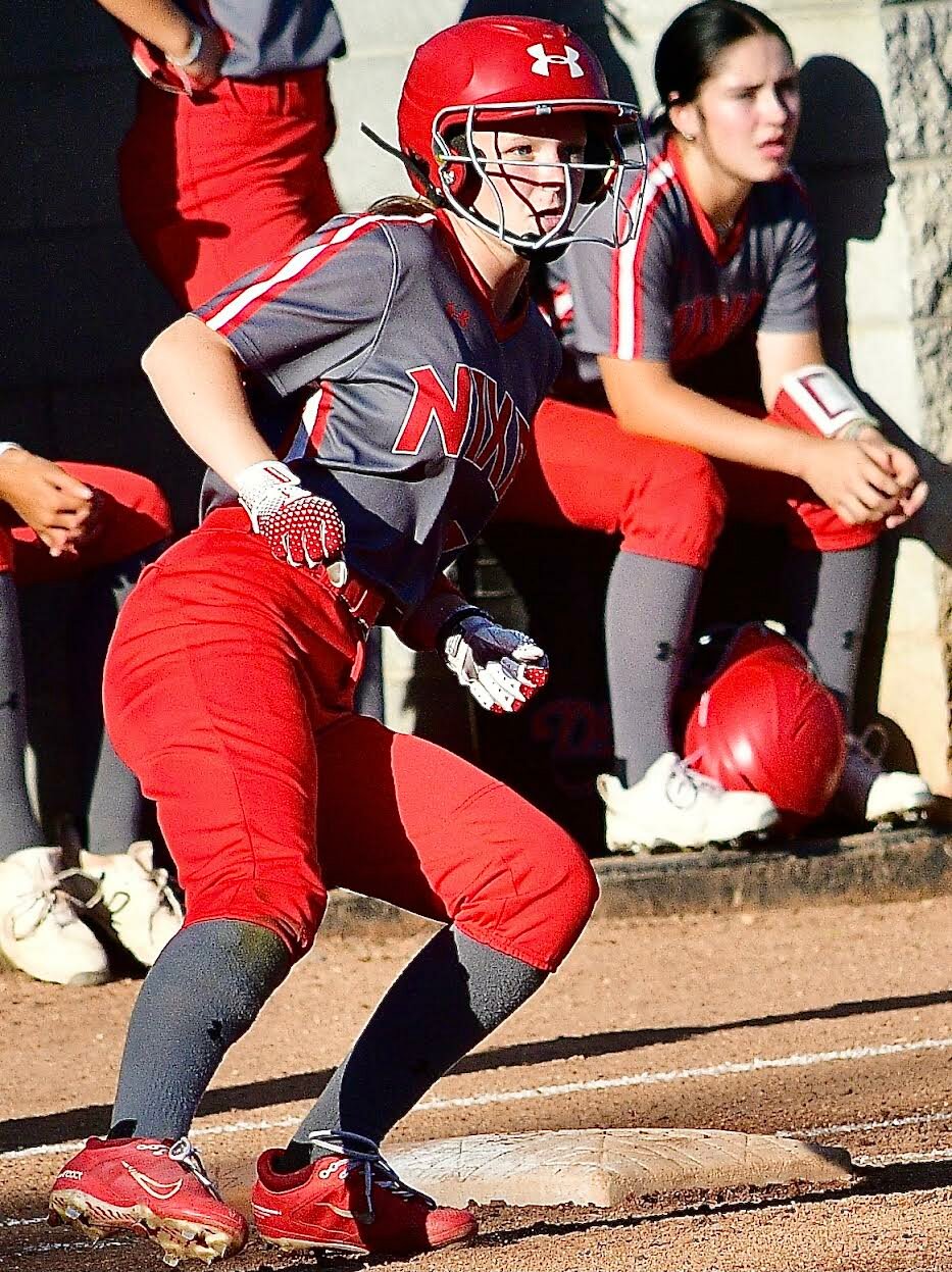 NIXA'S GRACE WEST rounds first after ripping a single,