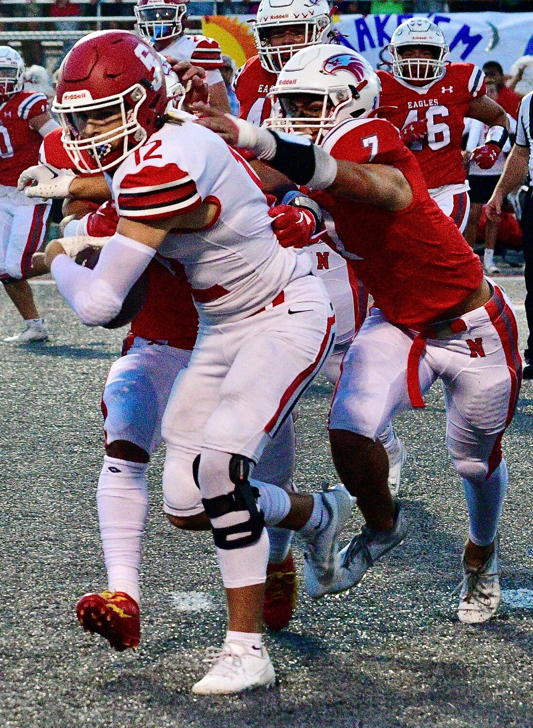 NIXA'S PARKER MANN chases down a Carl Junction ball-carrier.