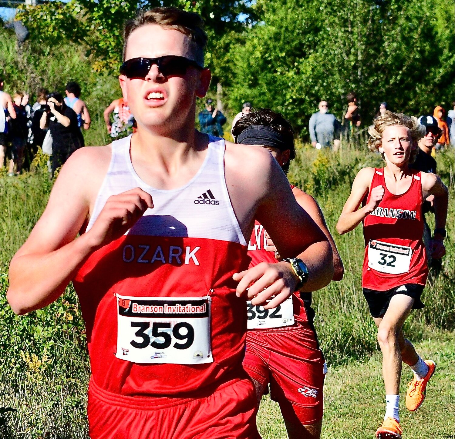 OZARK'S TRUMAN GRIESSEL sports sunglasses while running.