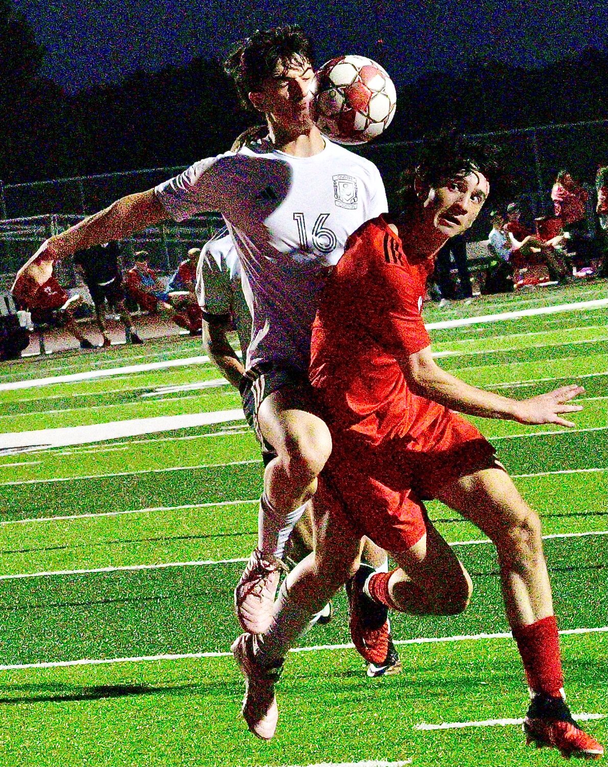 OZARK'S CALEB LEPANT fights for position.