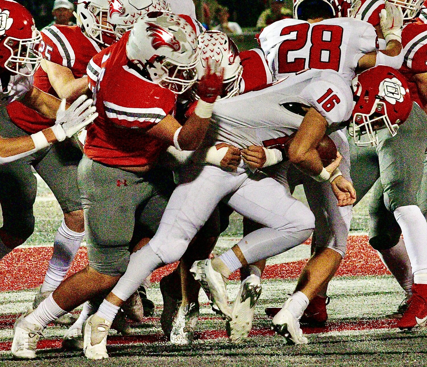 NIXA'S ANTHONY RAMEY collects a tackle.