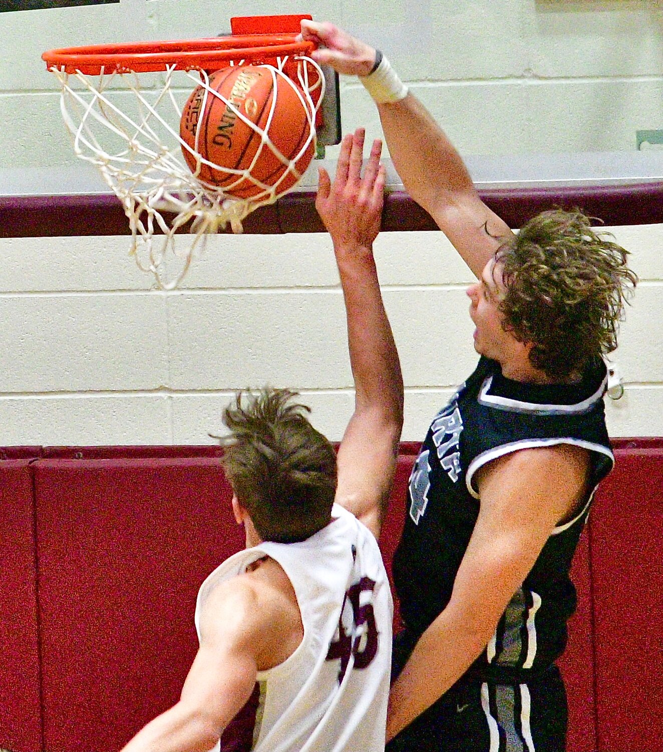 SPARTA'S JAKE LAFFERTY completes his first dunk Saturday.