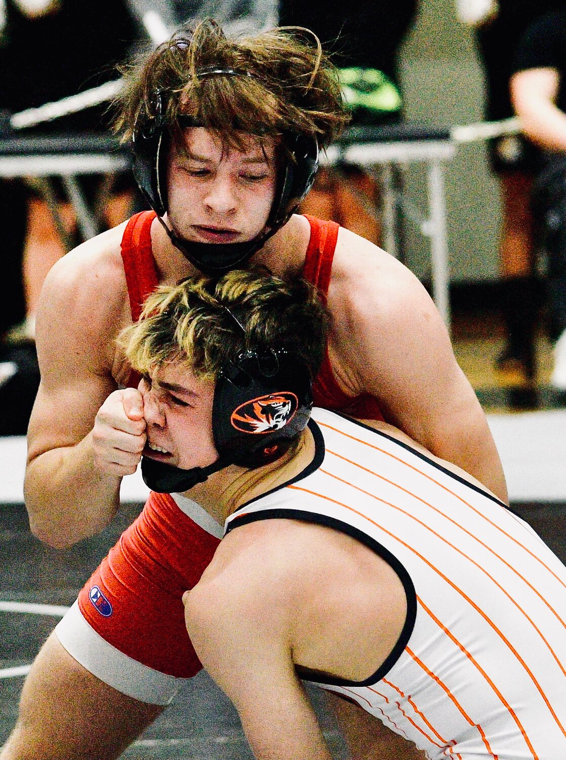 OZARK'S CADEN HARRINGTON maintain control on his way to the 126-pound title at the COC Tournament.