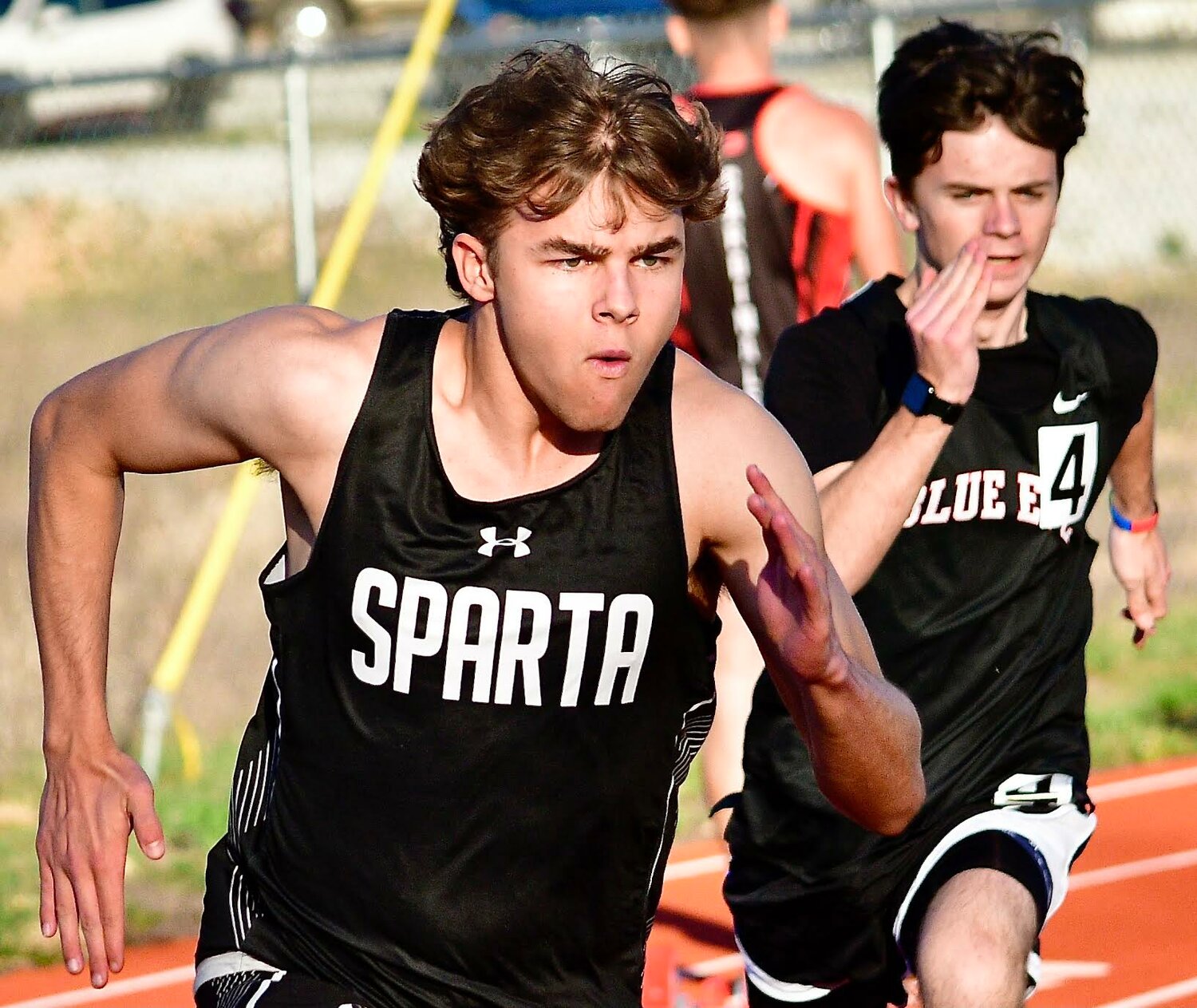 SPARTA'S TRISTAN THOMAS competes in the 200.