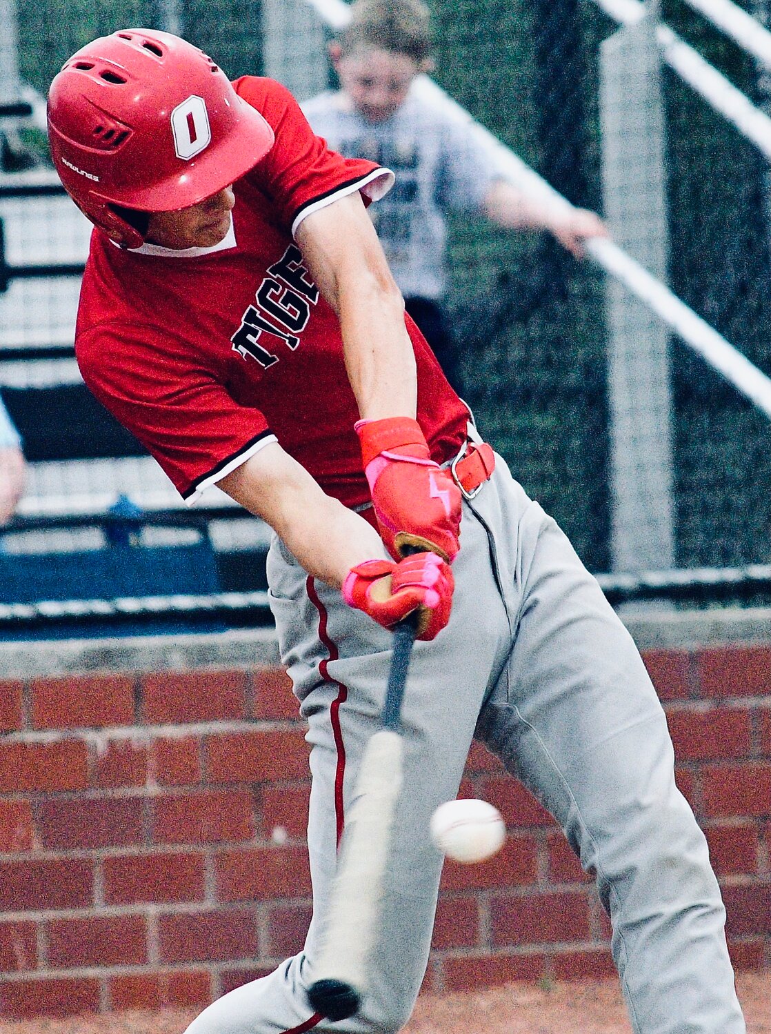 OZARK'S CADEN MCGEHEE connects for a base hit.