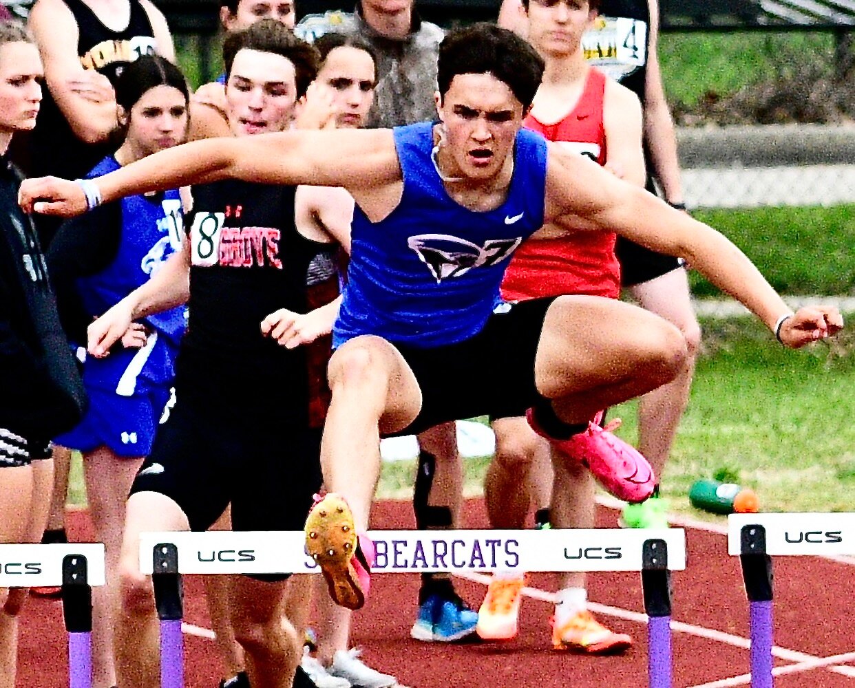 CLEVER'S GAGE EVANS clear a hurdle at the SBU Classes 1-3 Invitational.