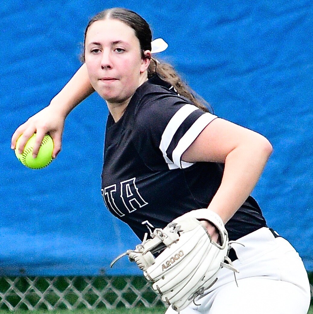 SPARTA'S SYDNEY WILLIS sends the ball back to the infield.