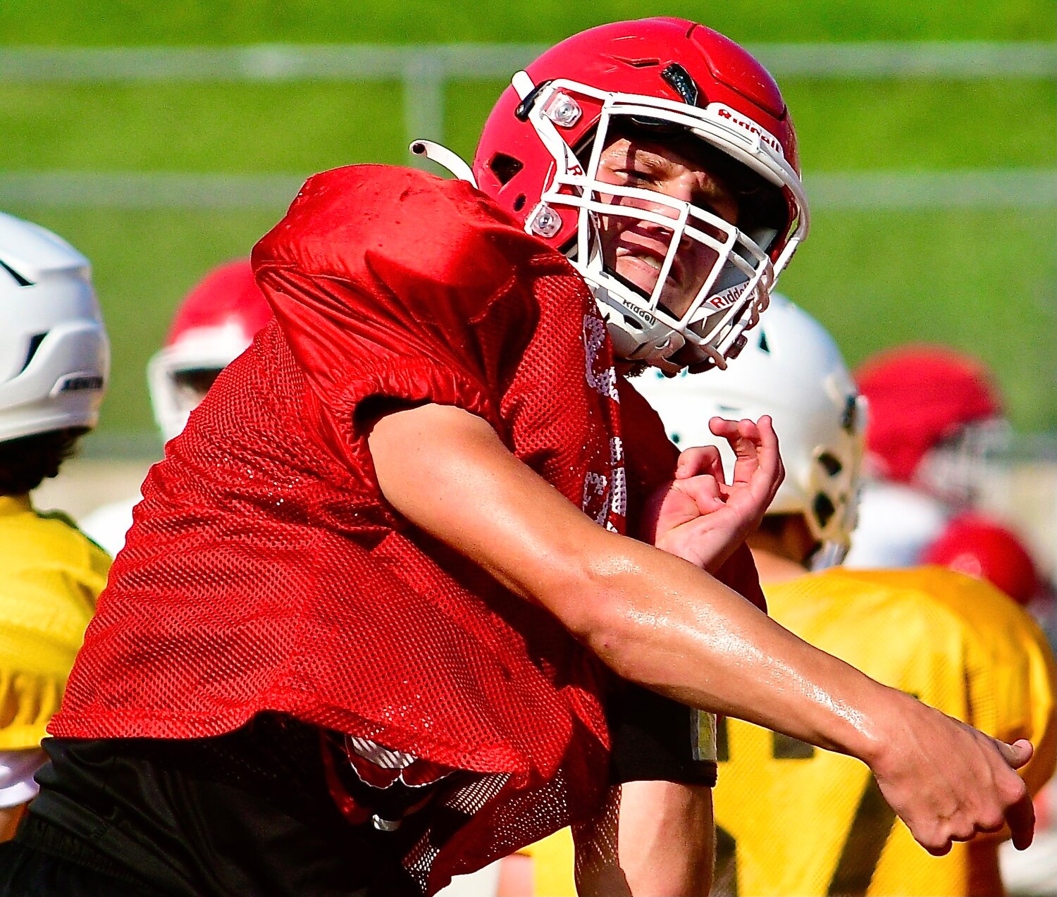 OZARK'S PEYTON RUSSELL follows through on a throw.