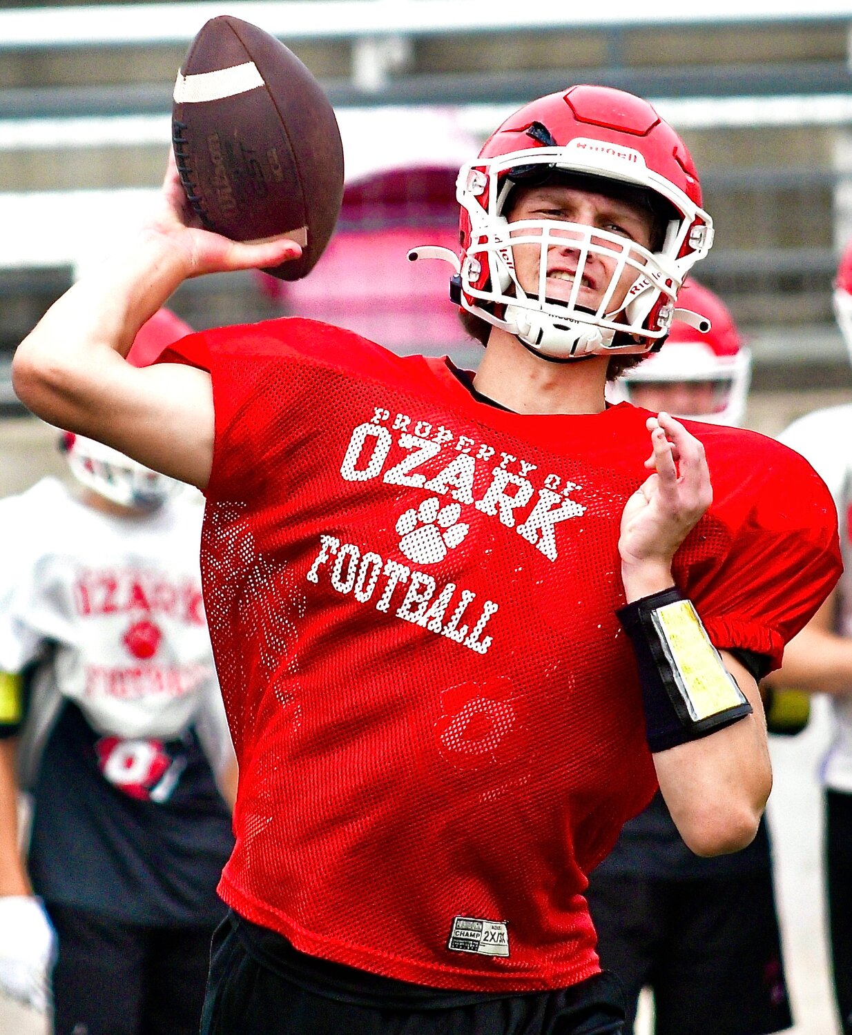 OZARK'S PEYTON RUSSELL preps for a throw.