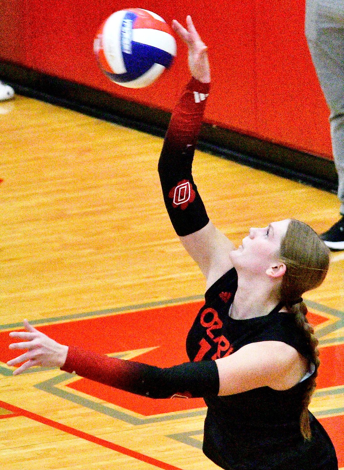 OZARK'S TARA VENABLE eyes a serve.