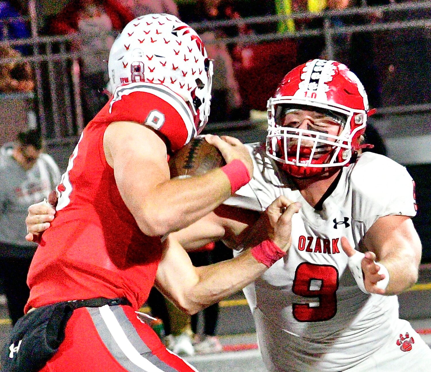 OZARK'S RUBEN ARVIZU pressures Nixa's Adam McKnight.