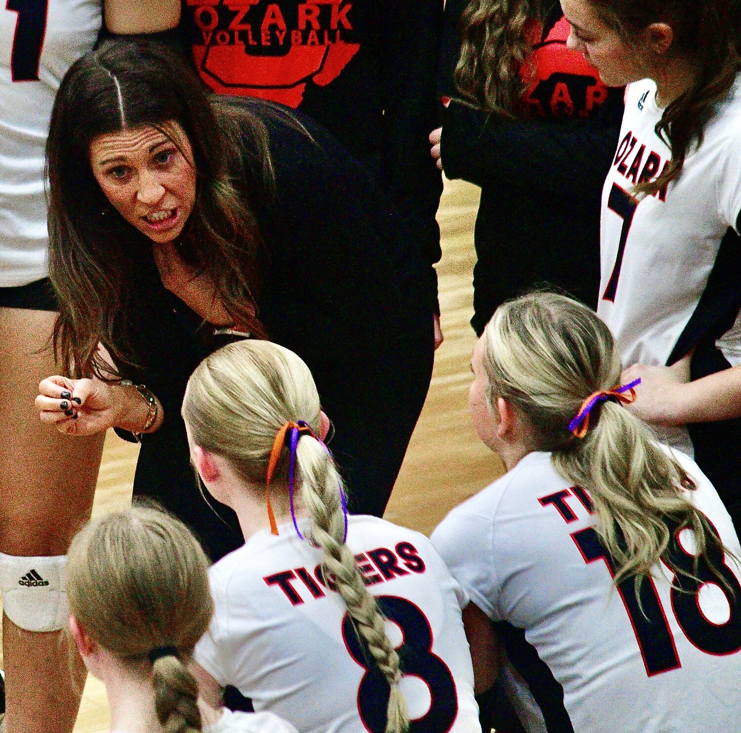 OZARK'S ADEANNA BREWER gives instructions to her players.