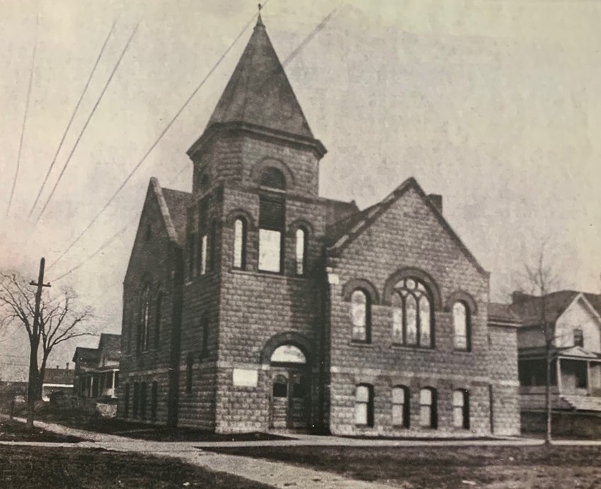 A second church, made of stone and brick, with stained glass windows and a pipe organ, was built on the same site in 1905, for a cost of $9,255. 