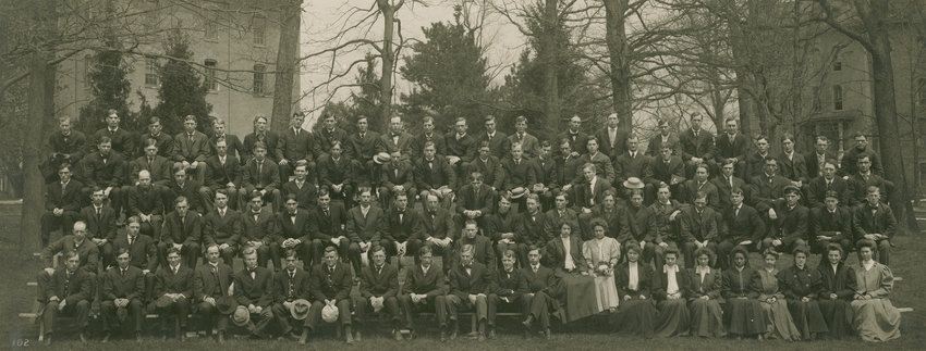 Michigan Agricultural College’s 1907 graduates, a much smaller group than Michigan State University’s graduating classes of today.