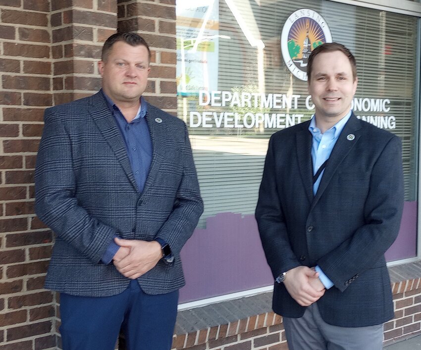 Jordan Hankwitz, right, the new director of the City of Lansing’s Economic Development and Planning Department, and his deputy, Nick Montry.