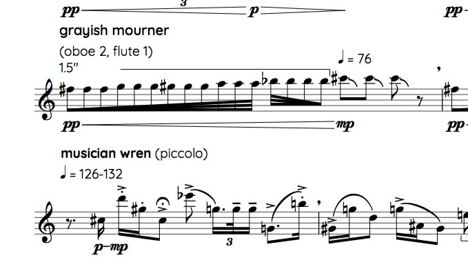 LSO musicians echoed recordings of actual birdcalls, including a species called “musician wren,” painstakingly transcribed in Harlin’s score.