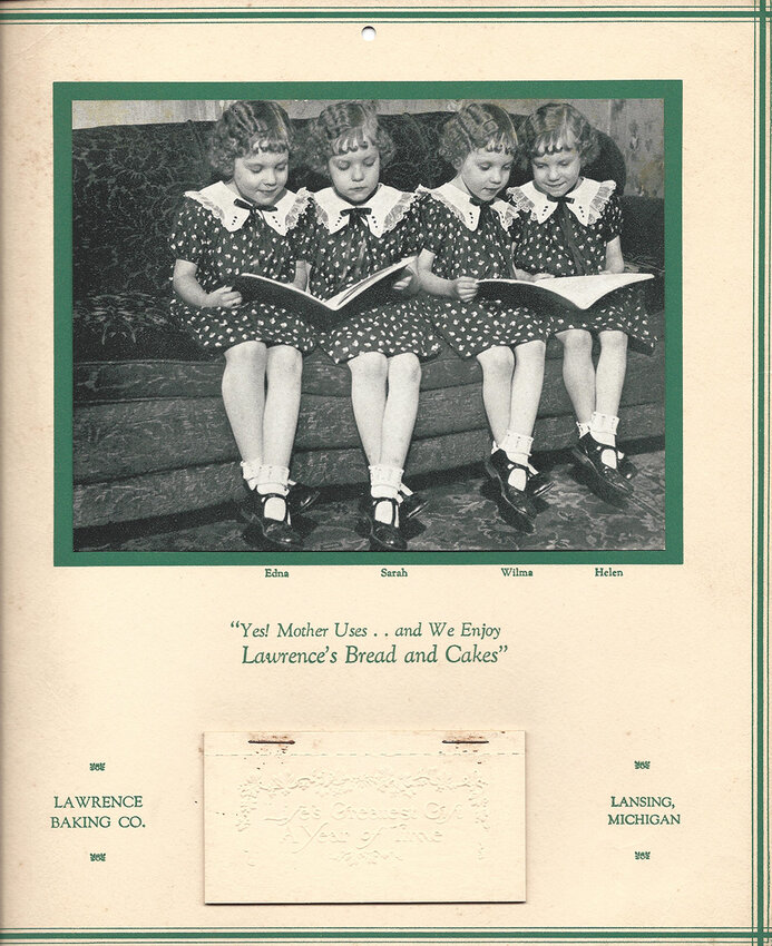 The Morlok girls were featured in a promotional calendar for the now-defunct Lansing bakery Lawrence Baking Co.
