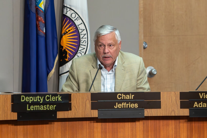 Lansing Charter Commission Chair Brian Jeffries presides over the body's July 2 regular meeting.