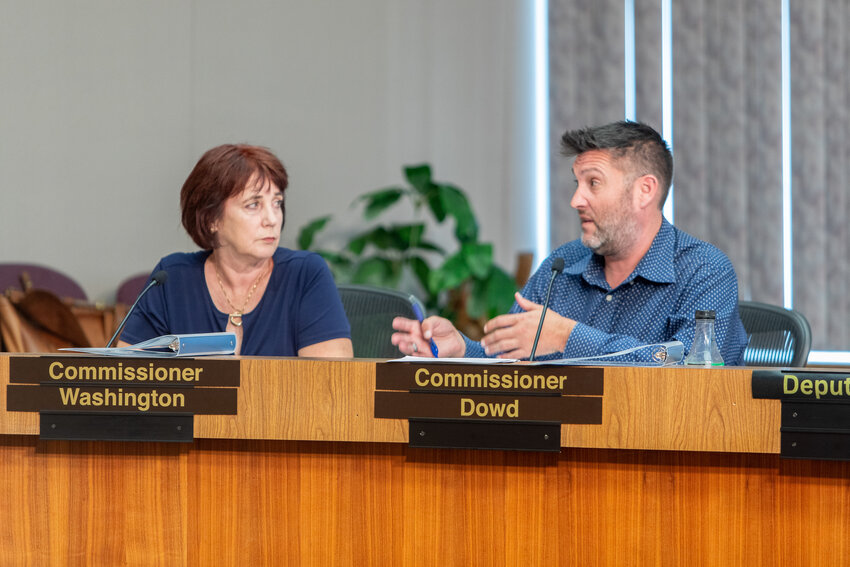 Charter Commissioners Jody Washington (left) and Ben Dowd.