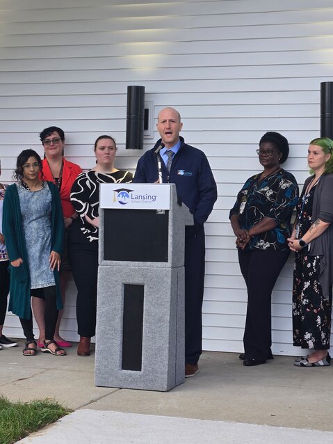 Shuldiner discusses the center ahead of a ribbon-cutting ceremony this morning.