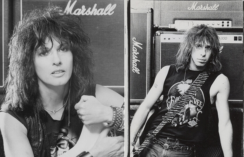 Photo by Heather Harris
A 1980s-era promo photo of Kay (left) and Molinare in front of their prized Marshall stacks.