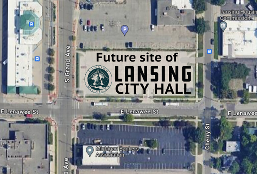 The new City Hall will be built on the city-owned parking lot that replaced an arts center featuring the old BoarsHead Theatre, which closed in 2009.