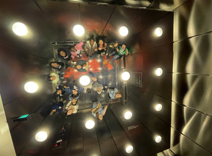 Photo by Eileen Sturm
A class from East Lansing’s Robert L. Green Elementary School turned the Broad Museum elevator into an impromptu art installation on a visit last year.