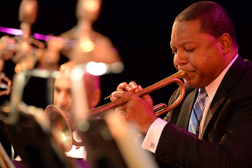 Photo by Frank Stewart
Wharton Center executive director Eric Olmscheid admitted to “a little healthy sparring” between the East Lansing venue and its University of Michigan counterpart, the University Musical Society, to host the nation’s premier jazz band, the Jazz at Lincoln Center Orchestra. The group, led by trumpeter Wynton Marsalis, performs at Wharton on Feb. 10.