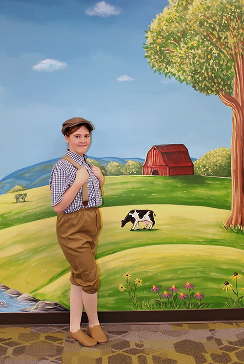 Photo by Sarah Harvey
Summer Harvey in character as Winthrop at the Fowlerville District Library.