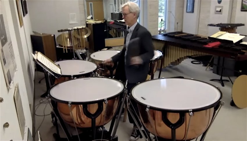 Andrew Spencer, the Lansing Symphony Orchestra&rsquo;s principal timpani player, thundered away in quarantine for an online audience last week as part of the new &ldquo;LSO at Home&rdquo; series.