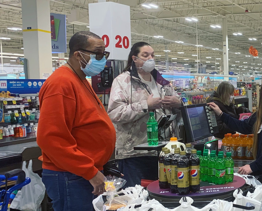 Shoppers at Meijer voluntarily wearing masks today. Starting Monday, everyone in Michigan will have to.