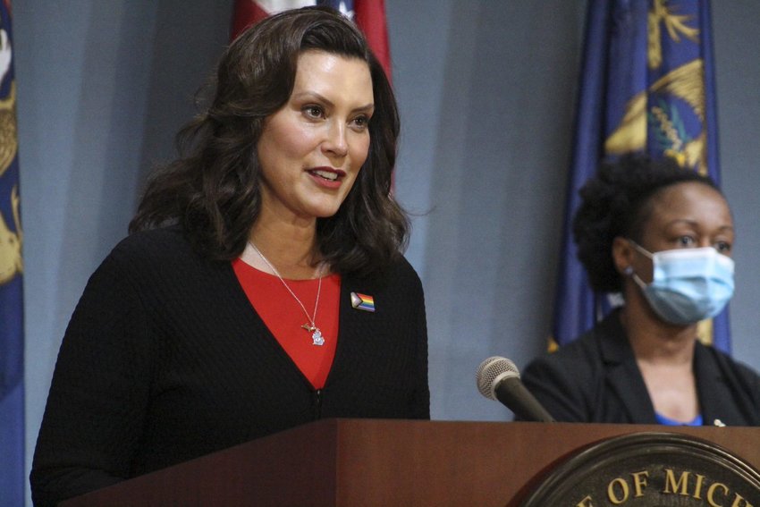 Gov. Gretchen Whitmer announcing today further steps to reopen Michigan