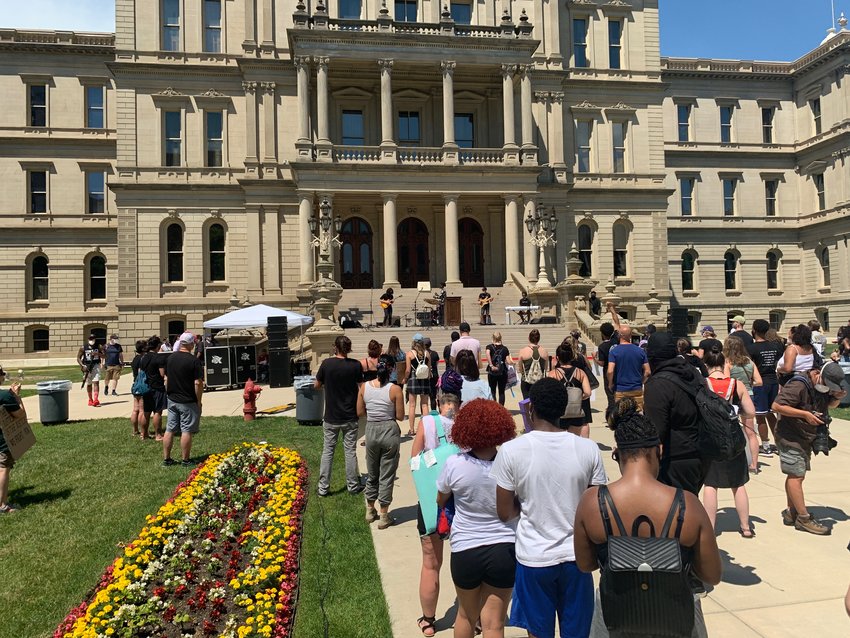 Protesters at the Capitol gathered for a noon rally and march sponsored by Black Lives Matter.