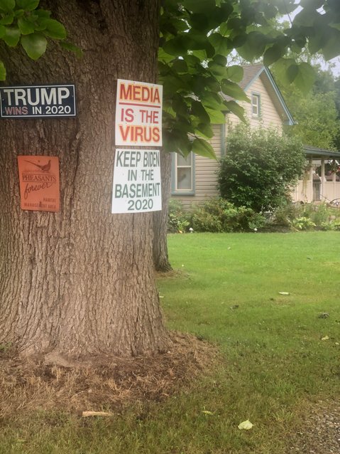A tree between Portland and Eagle tells part of the political story in Michigan as the General Election approaches.