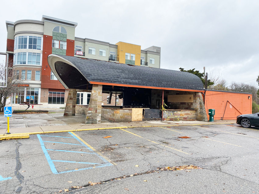 The original Biggby Coffee shop at 270 W. Grand River Ave. in Lansing as it appeared last month. To the left is Biggby&rsquo;s new home.