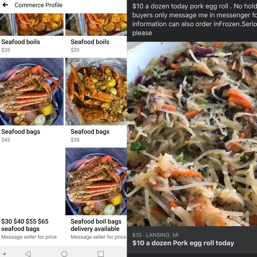 Online Facebook advertisements for homemade carryout are a common sight in Greater Lansing.