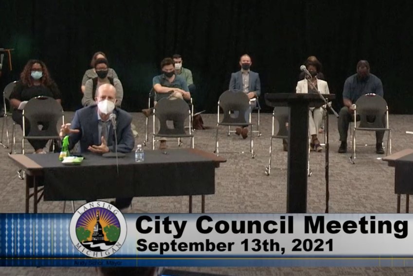 Lansing School District Superintendent Ben Shuldiner speaks at a Lansing City Council on Monday, Sept. 13.