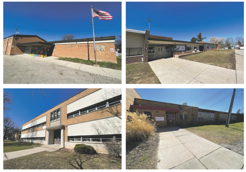 Next month&rsquo;s bond proposal aims to generate up to $130 million for the Lansing School District, about $100 million of which earmarked to demolish and reconstruct four of the district&rsquo;s oldest elementary schools: (clockwise from top left) Elementary School; Sheridan Road STEM Magnet School; Mt. Hope STEAM School; and Lewton Spanish Immersion and Global Studies Magnet School.