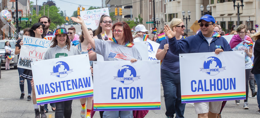 &ldquo;Allies, parents, educators, supporters march in 2019 representing their respective counties. A longtime friend and co-educator Teri Hammoud is front and center from Eaton County.&rdquo;