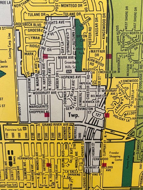 The area in gray is a part of Lansing Township that some residents want to be annexed by the city.