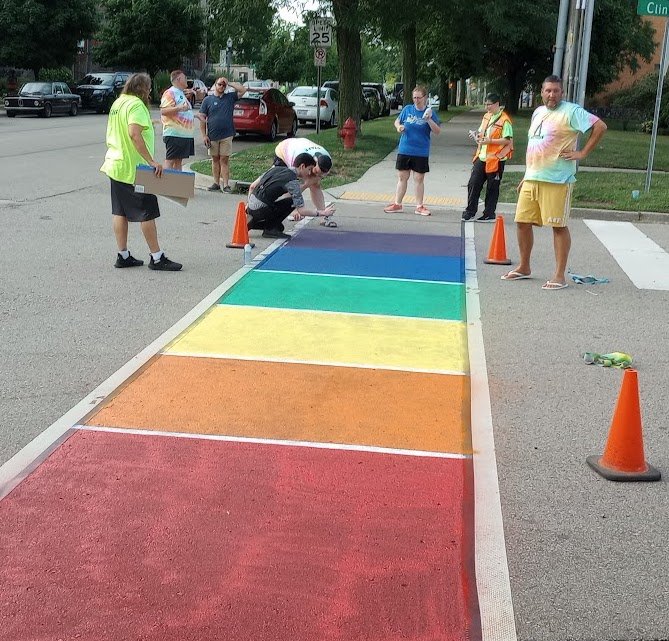 Volunteers painted crosswalks in Old Town Sunday in preparation for the first Lansing Pride Festival, which opens at 1 p.m. Saturday.