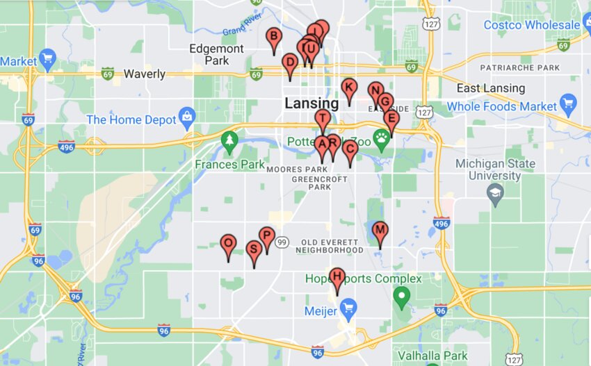 Map: Lansing properties that have been red-tagged for more than ten years
