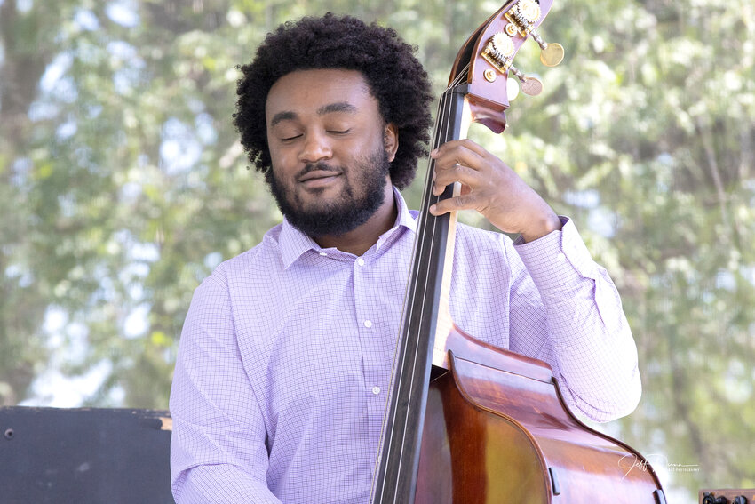 Jonathon Muir-Cotton gets into the groove at the August 2021 Kimmie Horne Jazz Festival in Southfield. His Expressions quartet will liven up the East Lansing Farmers Market on Sunday.