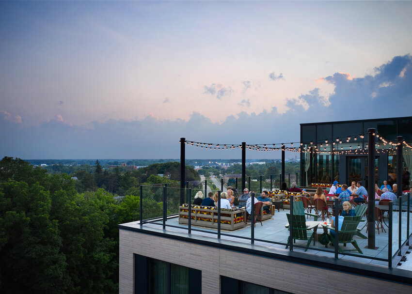The rooftop Graduate Rock Bar in East Lansing has unparalleled views of MSU’s campus and the sprawling Lansing area.