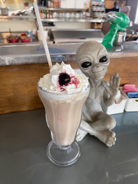 Area 52 Diner offers a variety of milkshakes, malts and other frozen beverages, inspired by the ice-cream parlors and malted-milkshake shops co-owner Joel McGuire patronized while growing up on the West Coast.